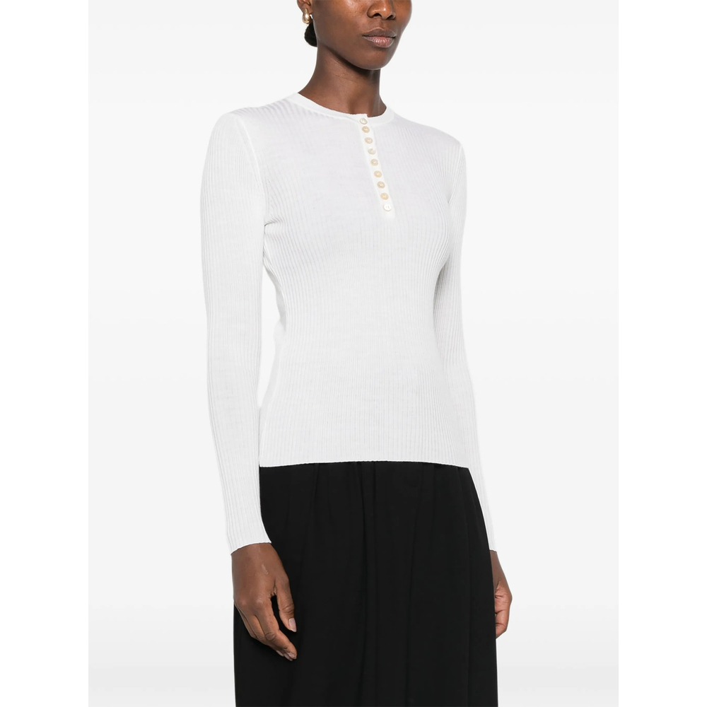 Ribbed-Knit Henley Top