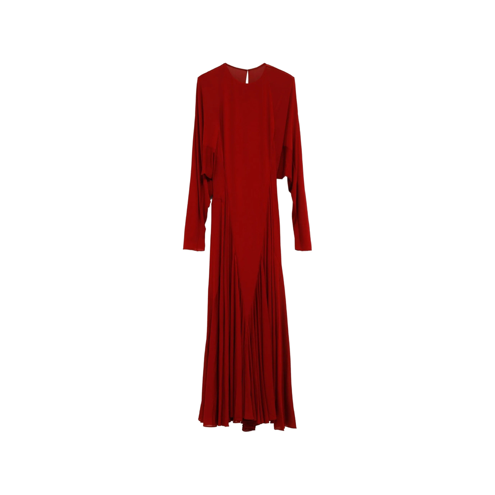 Alaïa Pleated Long-sleeve Maxi Dress