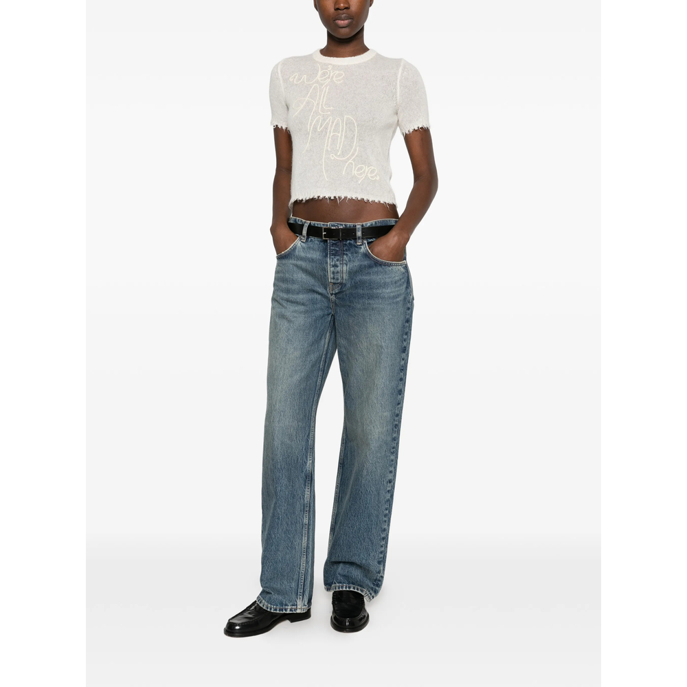 Re/Done Embroidered Distressed T-Shirt