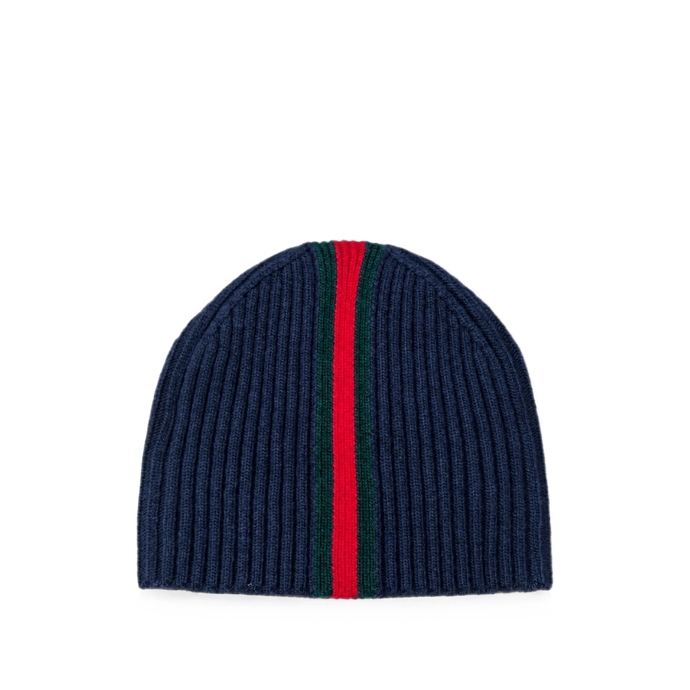 Gucci Web-stripe Ribbed-knit Beanie Hat
