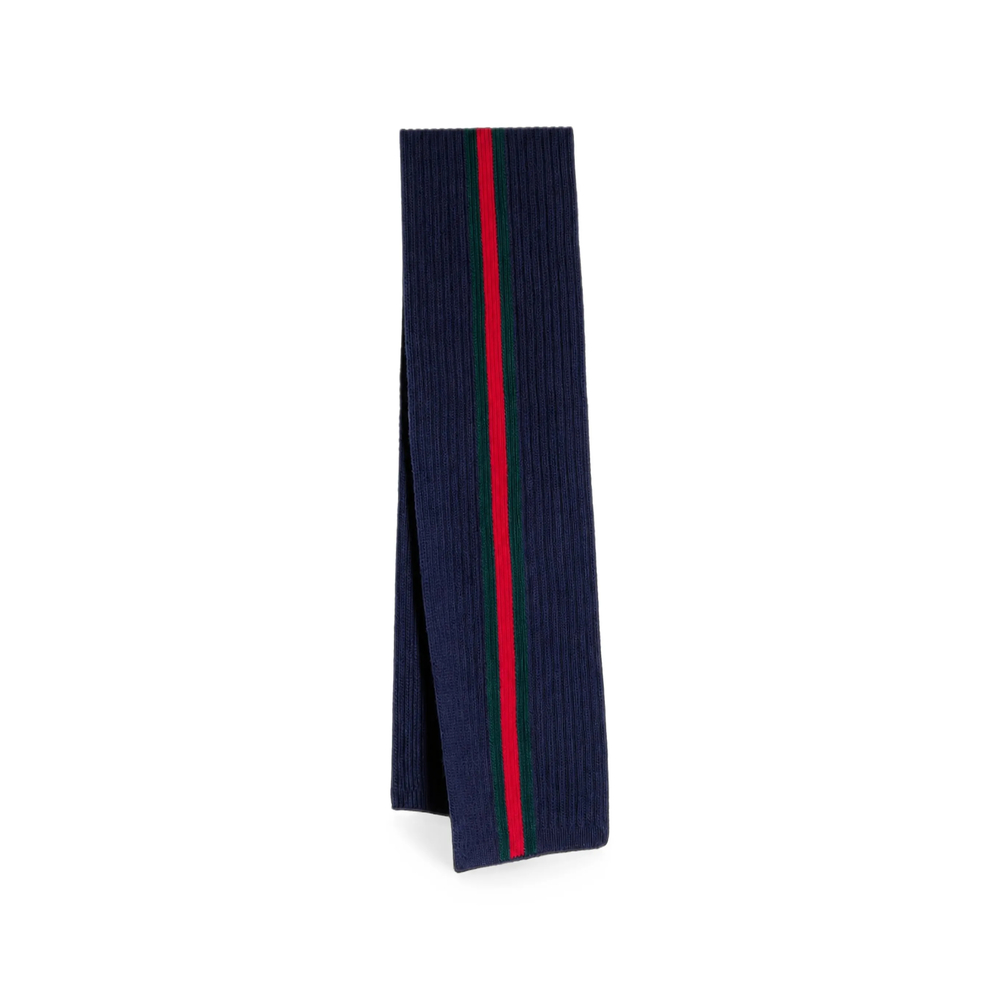 Gucci Web Stripe Ribbed Scarf