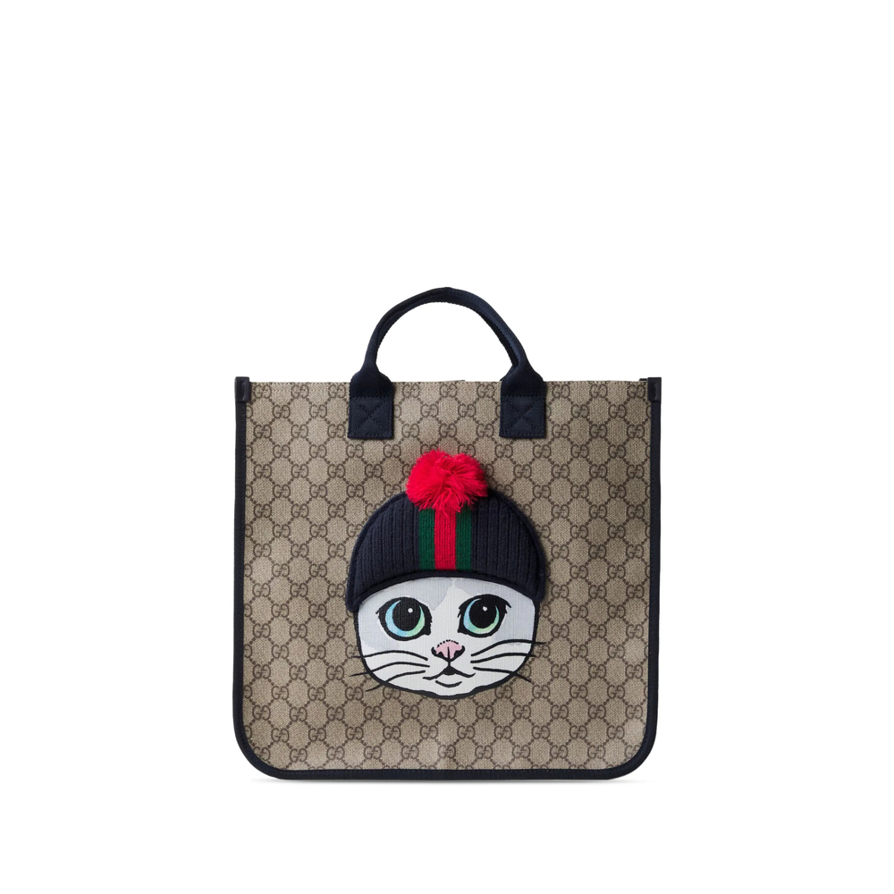 Gucci GG Supreme Cat-patch Tote Bag