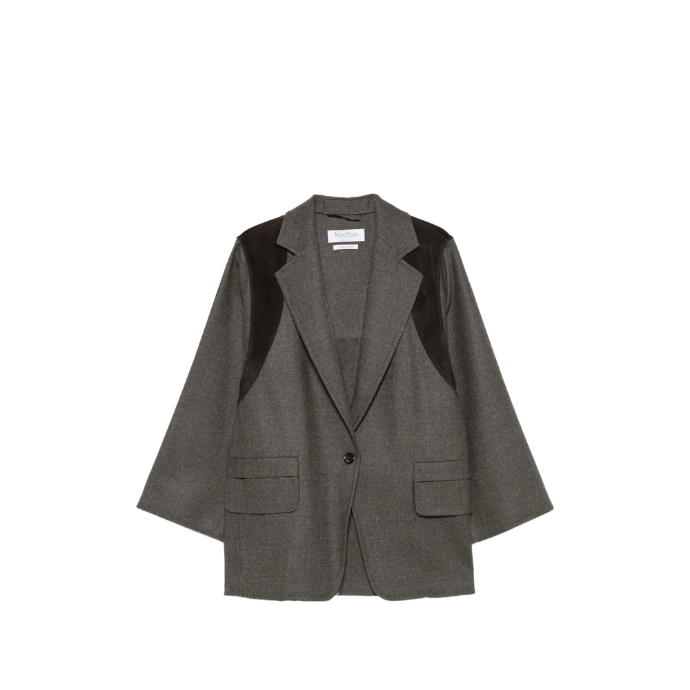 Suede-Panel Notched-Lapel Jacket