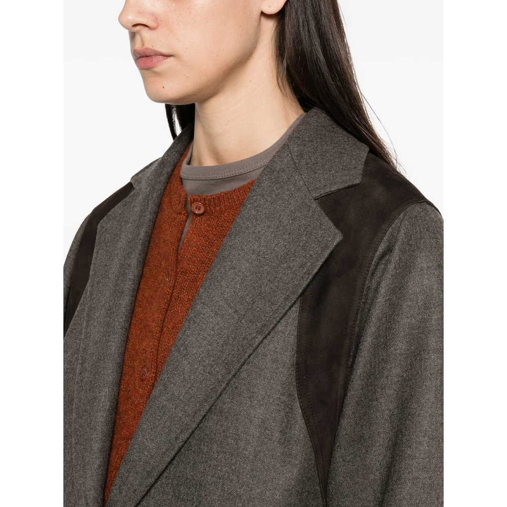Suede-Panel Notched-Lapel Jacket