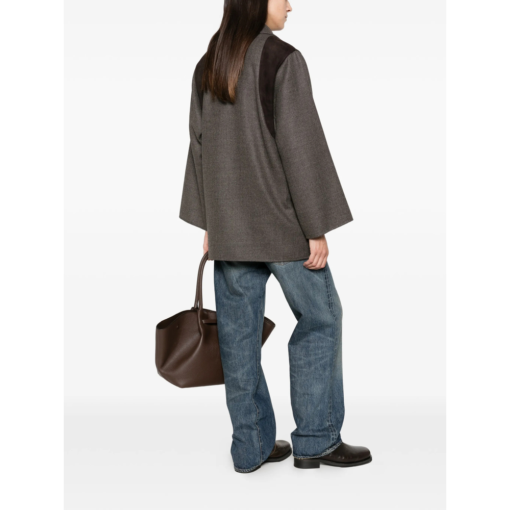 Suede-Panel Notched-Lapel Jacket