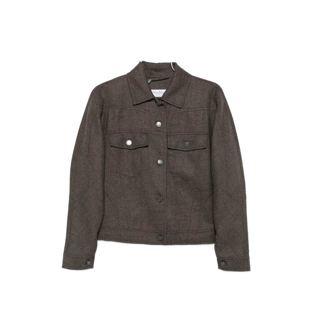 Max Mara Button-up Single Breasted Jacket In Grey