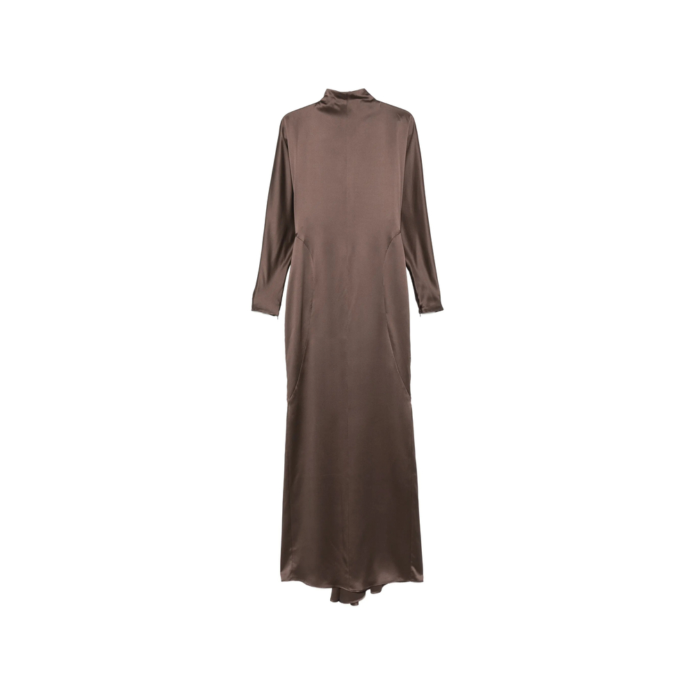 Max Mara Satin-finish Long-sleeve Maxi Dress