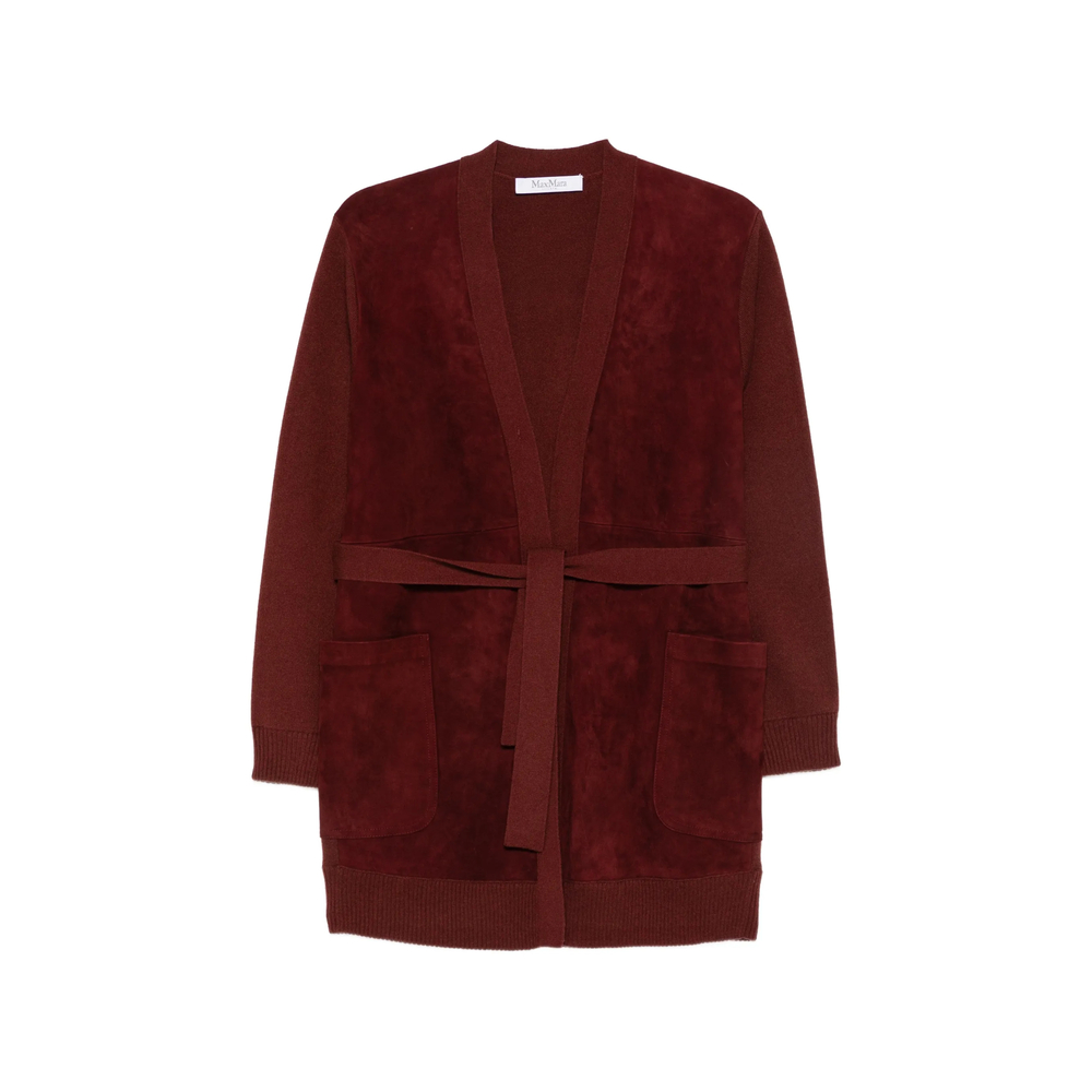 Max Mara Suede-panelled Belted Cardigan