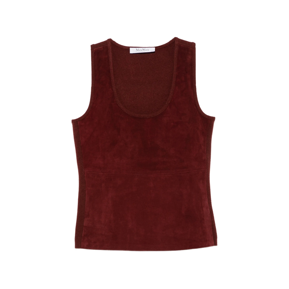 Max Mara Suede-panelled Scoop-neck Tank Top