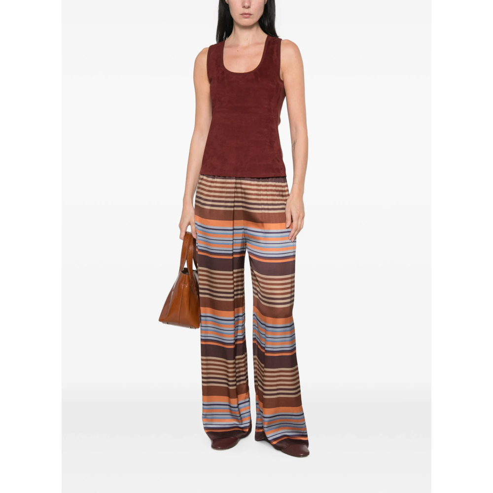 Suede-Panelled Scoop-Neck Tank Top
