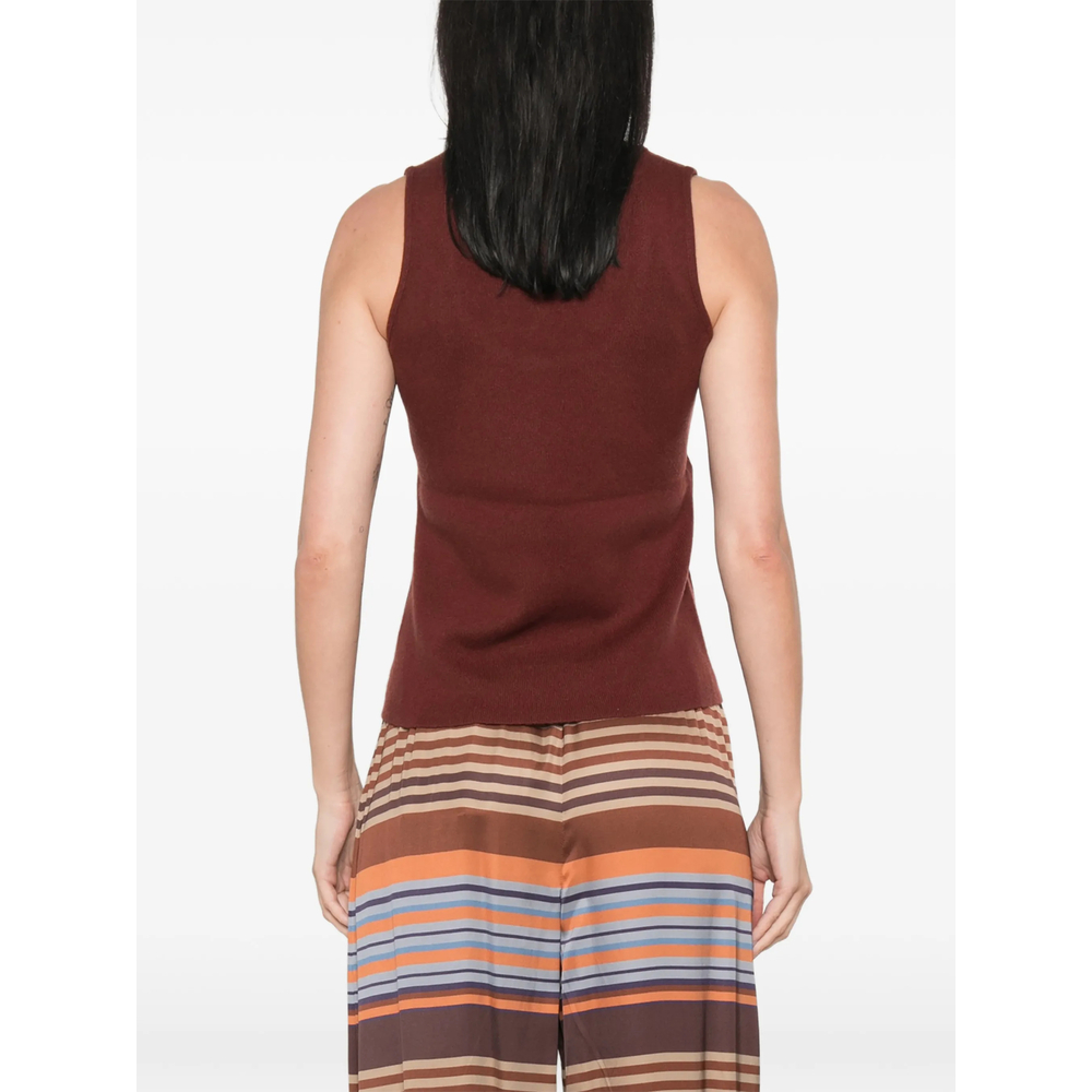 Suede-Panelled Scoop-Neck Tank Top