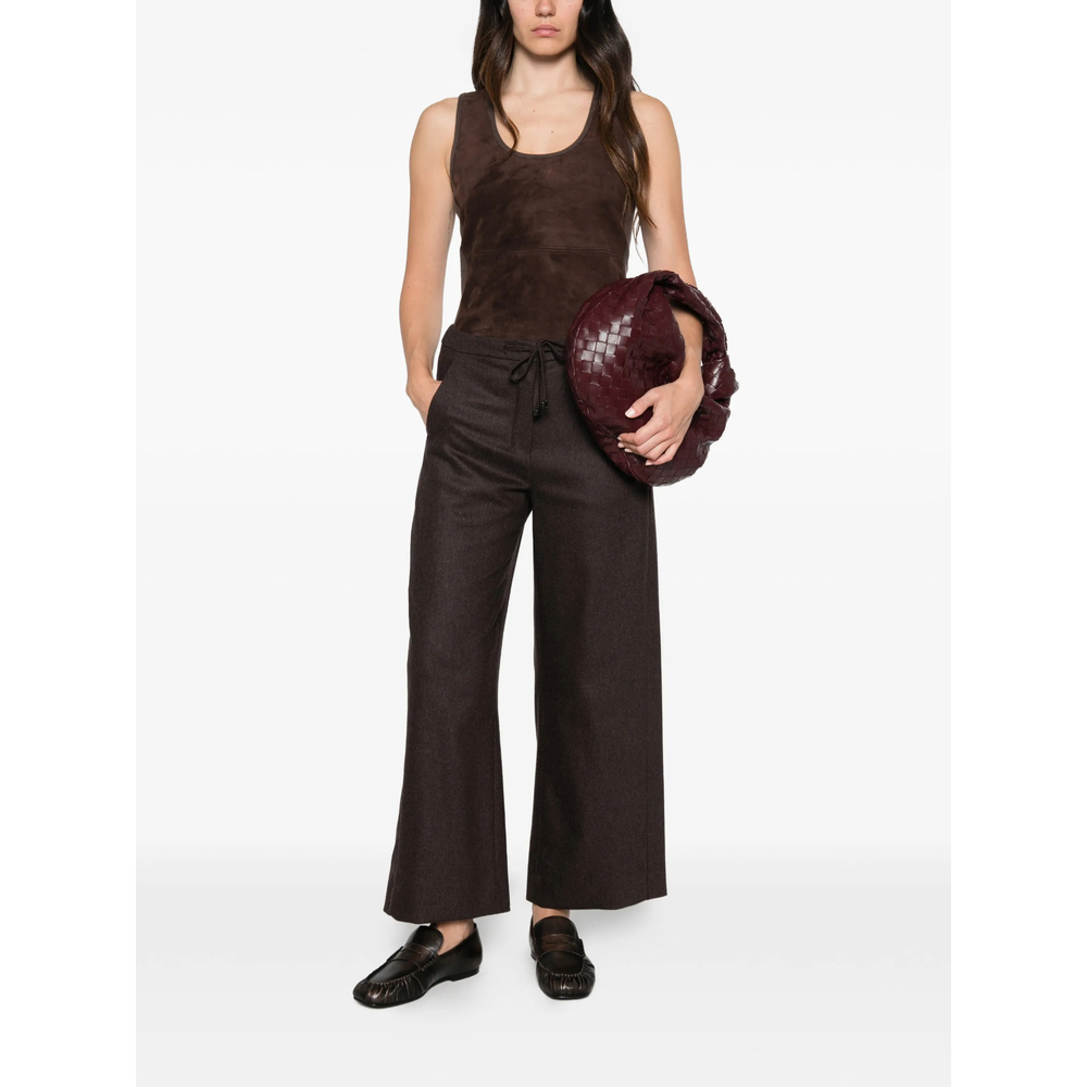 Suede-Panelled Scoop-Neck Top