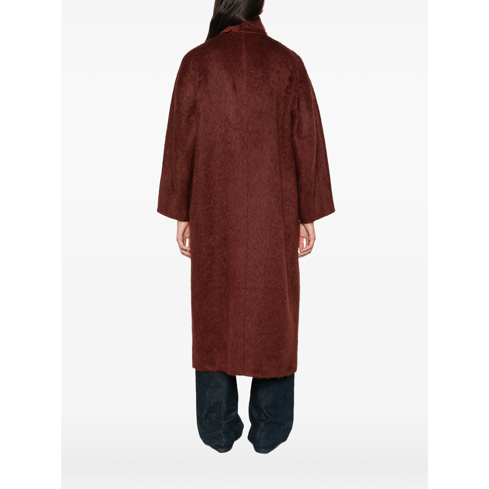 Buckle-Fastening High-Neck Coat