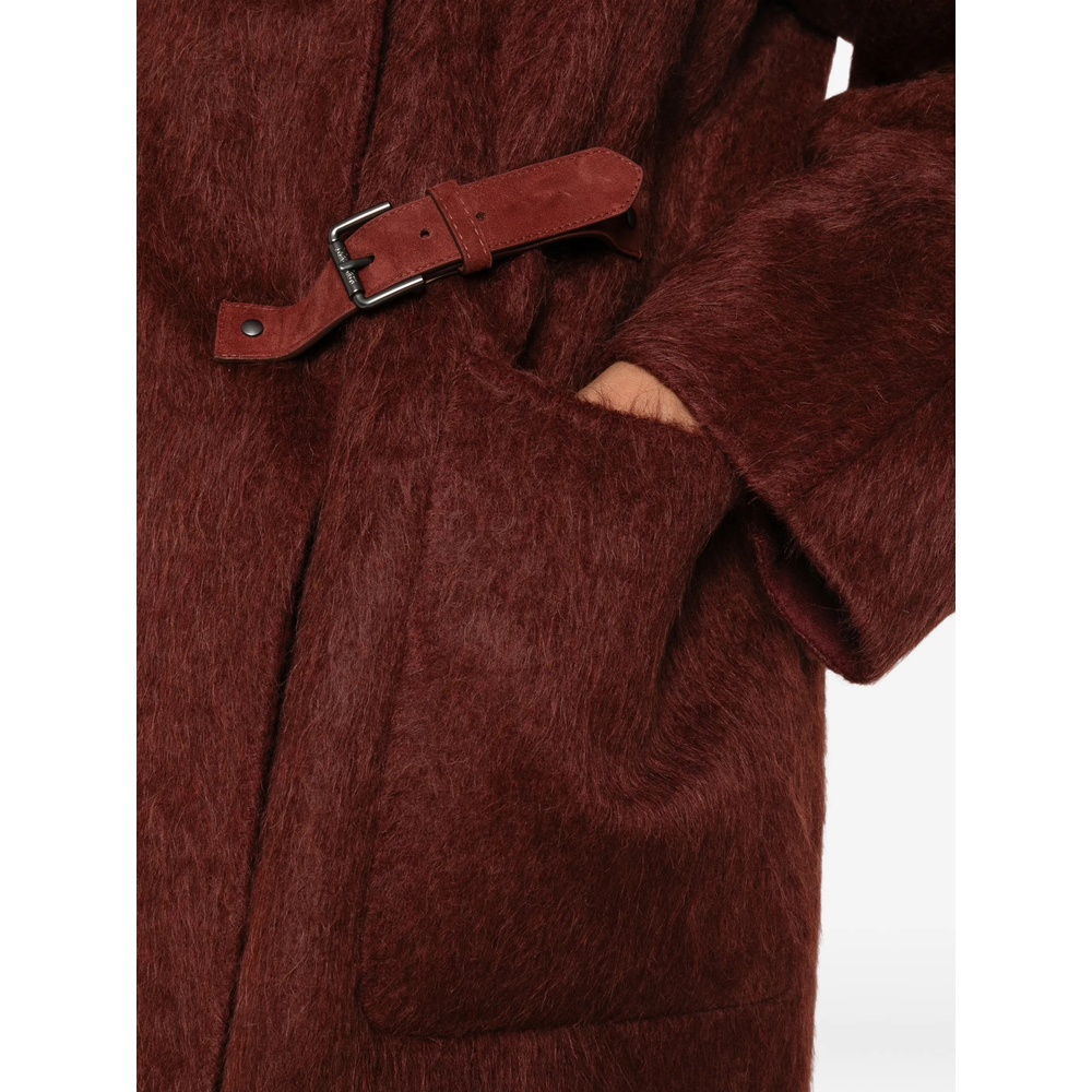 Buckle-Fastening High-Neck Coat