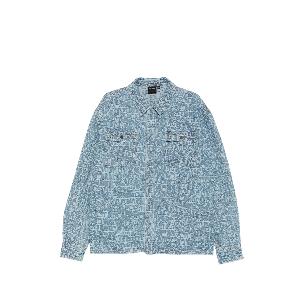 Jacquard-Pattern Denim Shirt