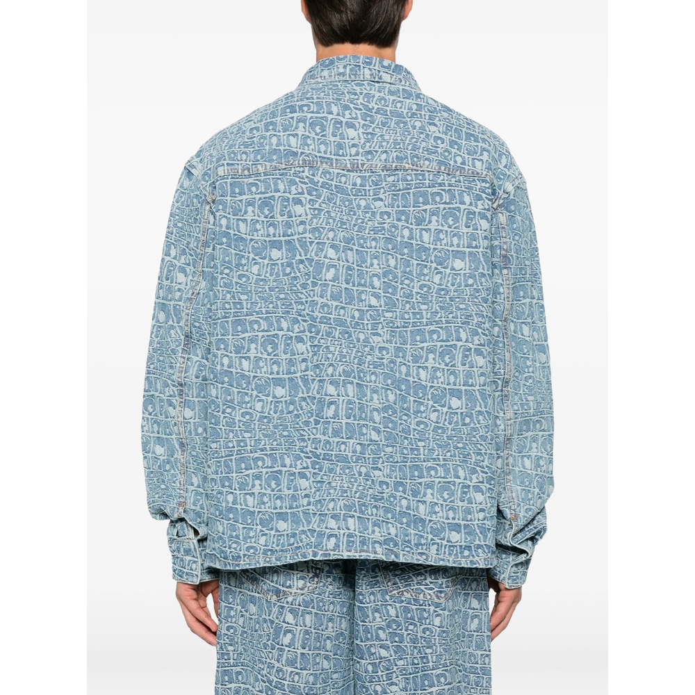 Jacquard-Pattern Denim Shirt