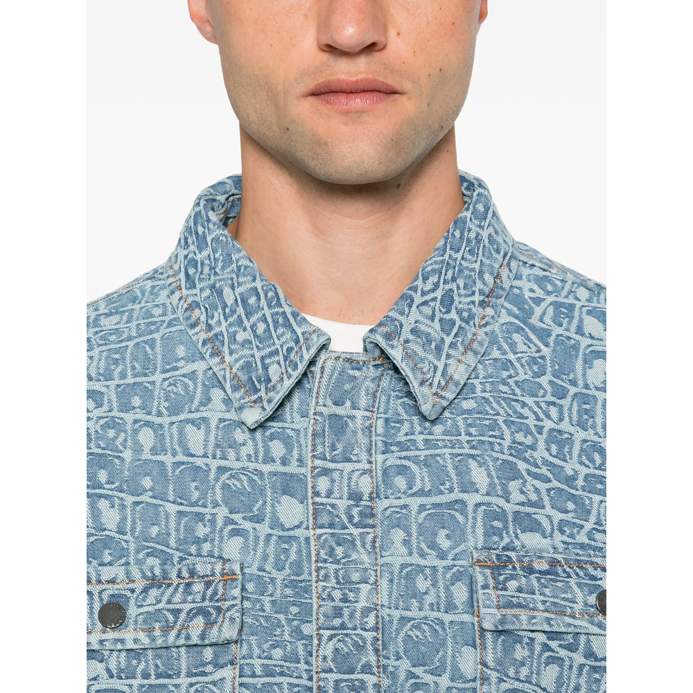 Jacquard-Pattern Denim Shirt