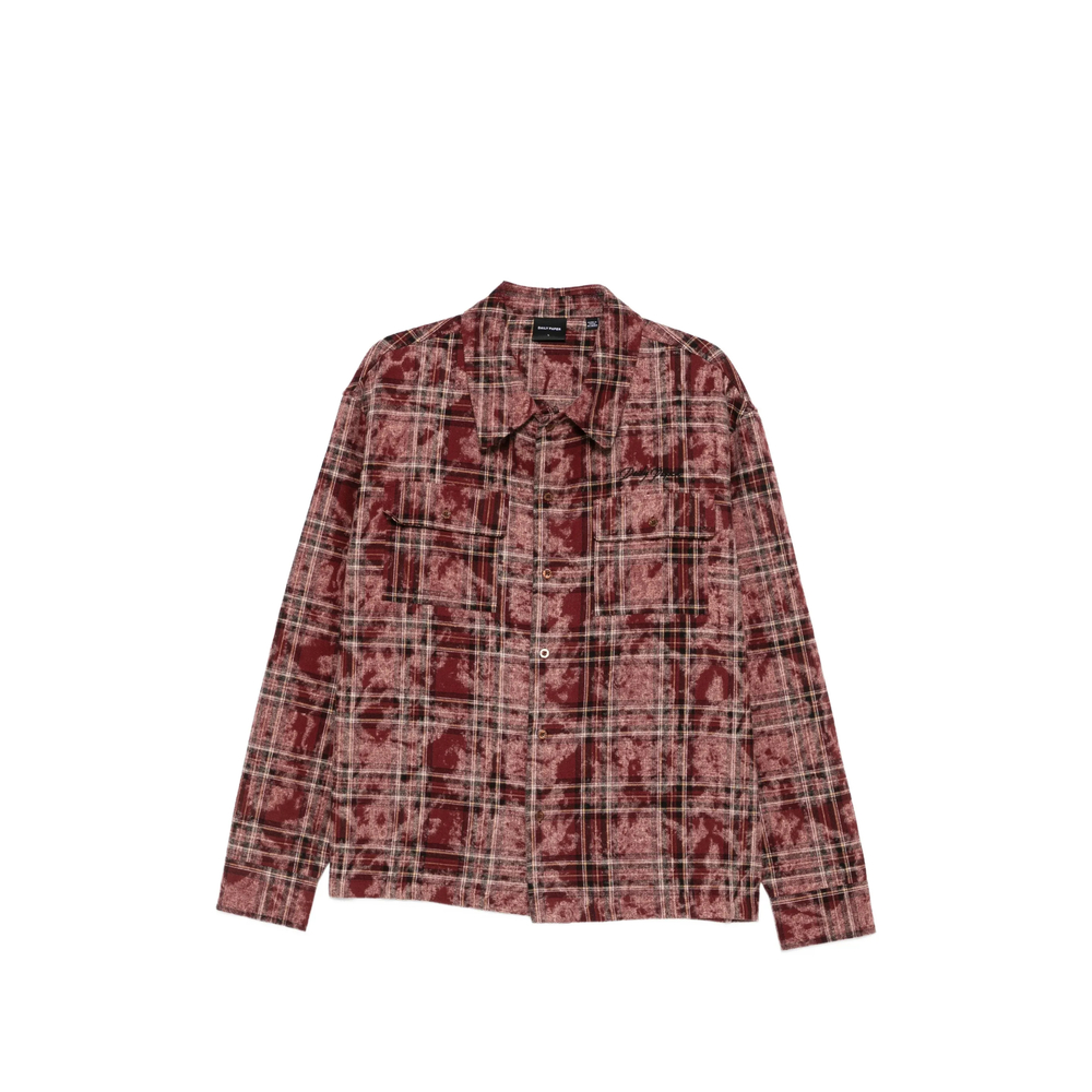 Check-Pattern Washed-Effect Shirt