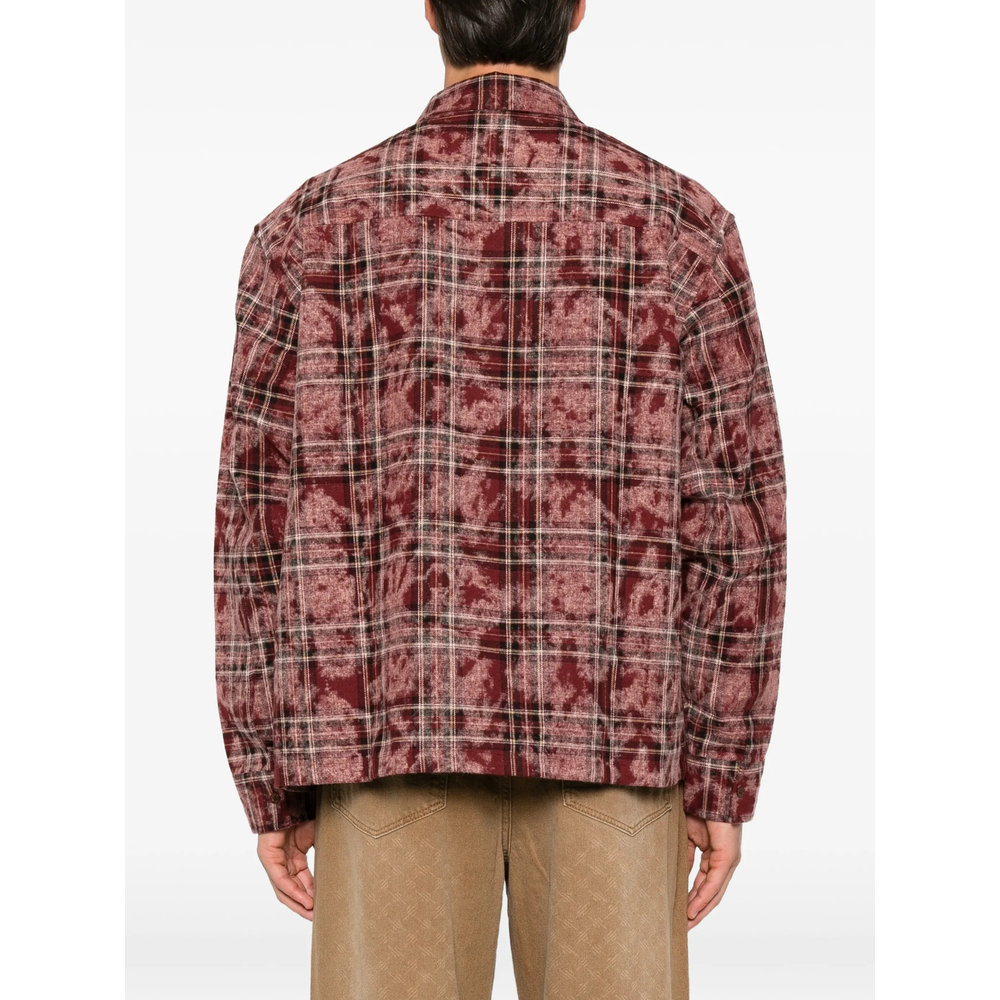 Check-Pattern Washed-Effect Shirt
