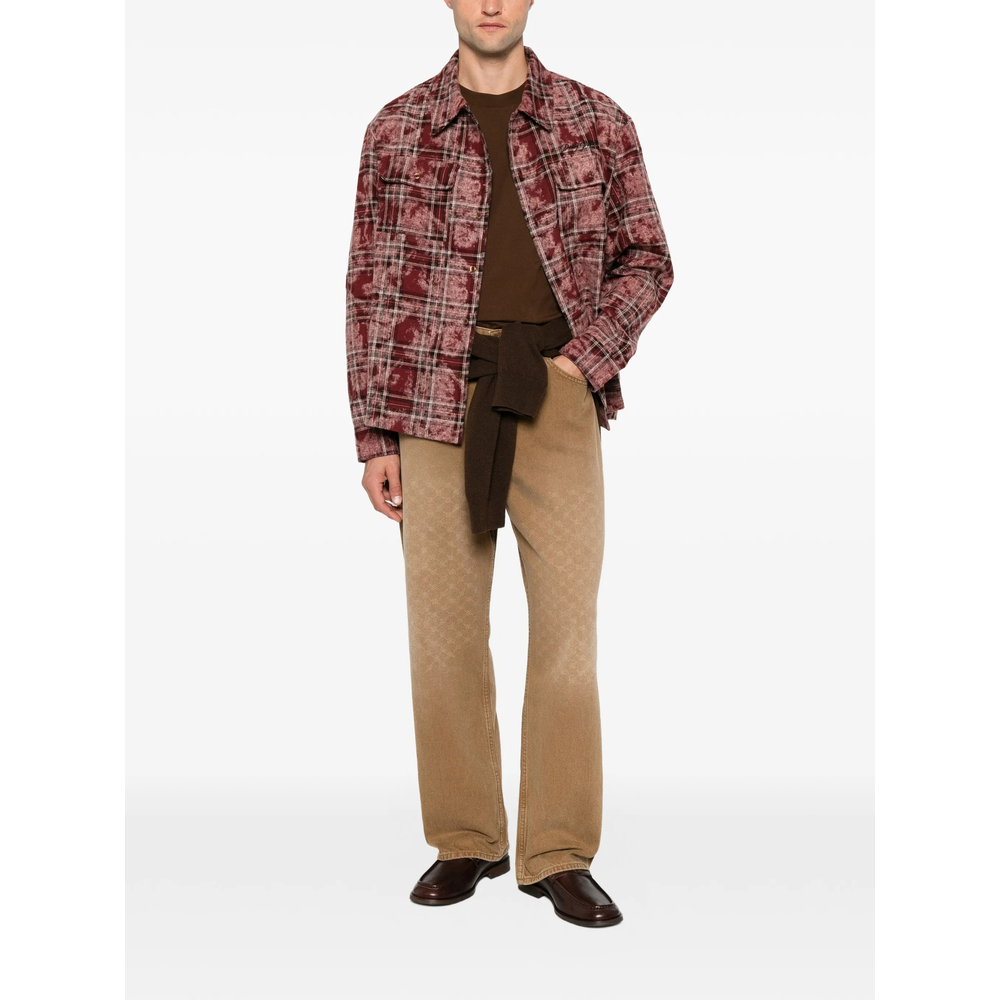 Check-Pattern Washed-Effect Shirt