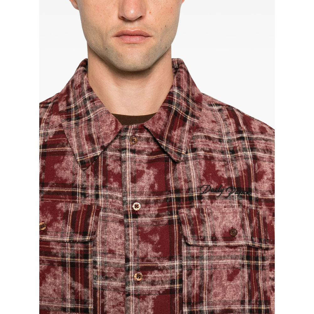 Check-Pattern Washed-Effect Shirt
