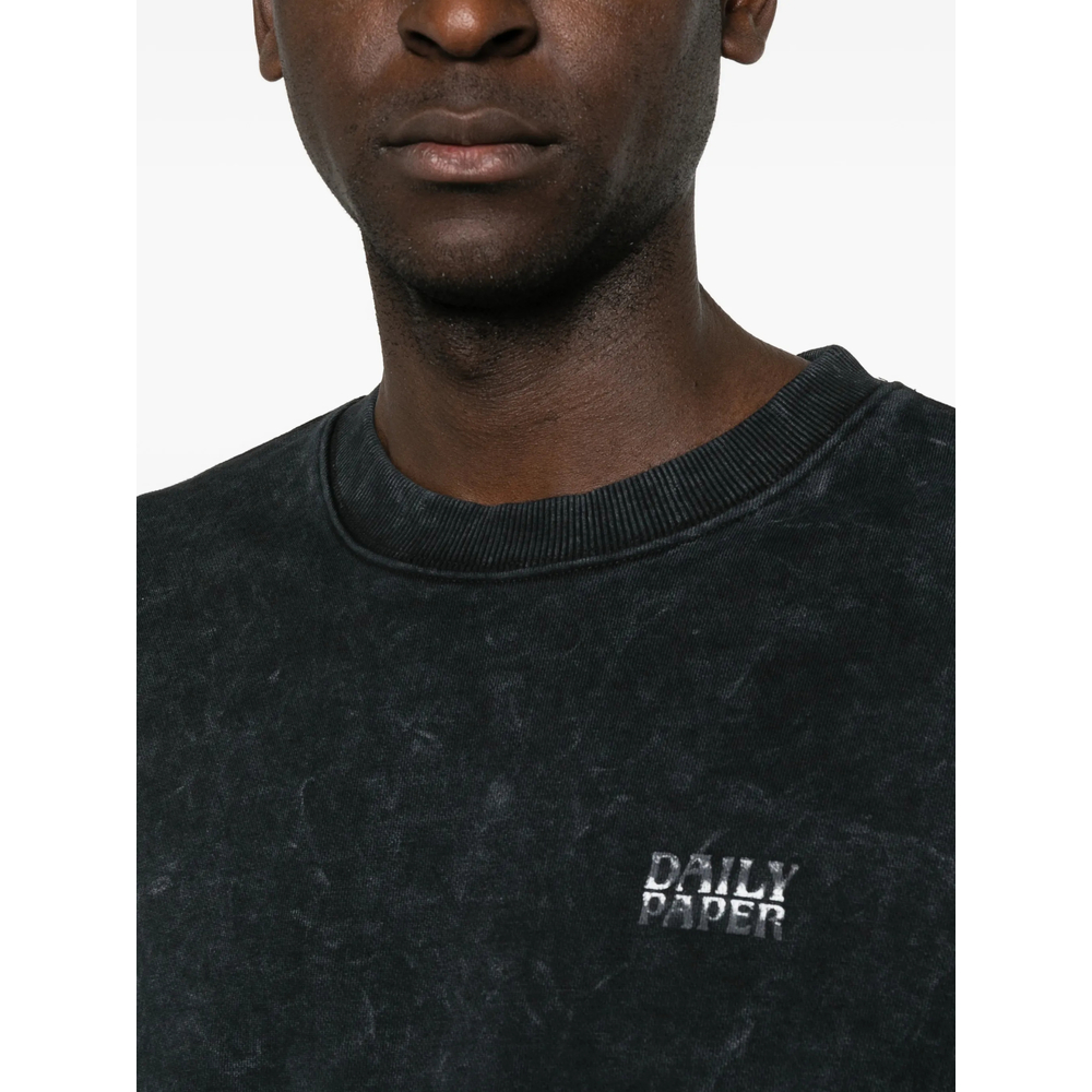 Logo-Print Acid-Wash Sweater