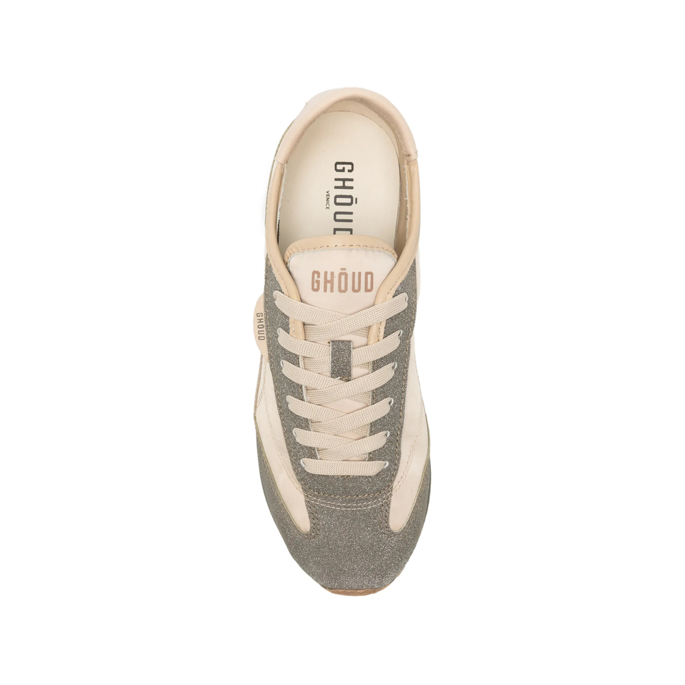 Glitter-Panelled Low-Top Sneakers