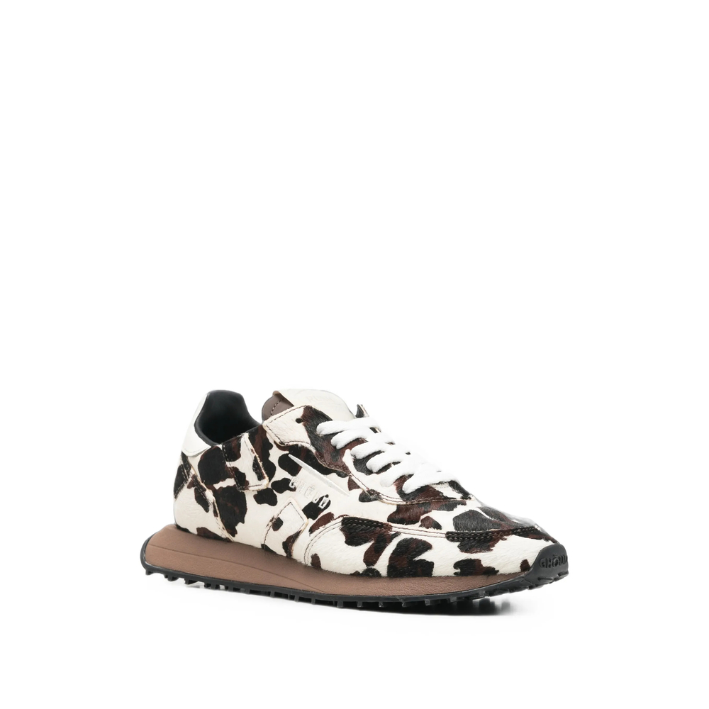 Cow-Print Calf-Hair Sneakers