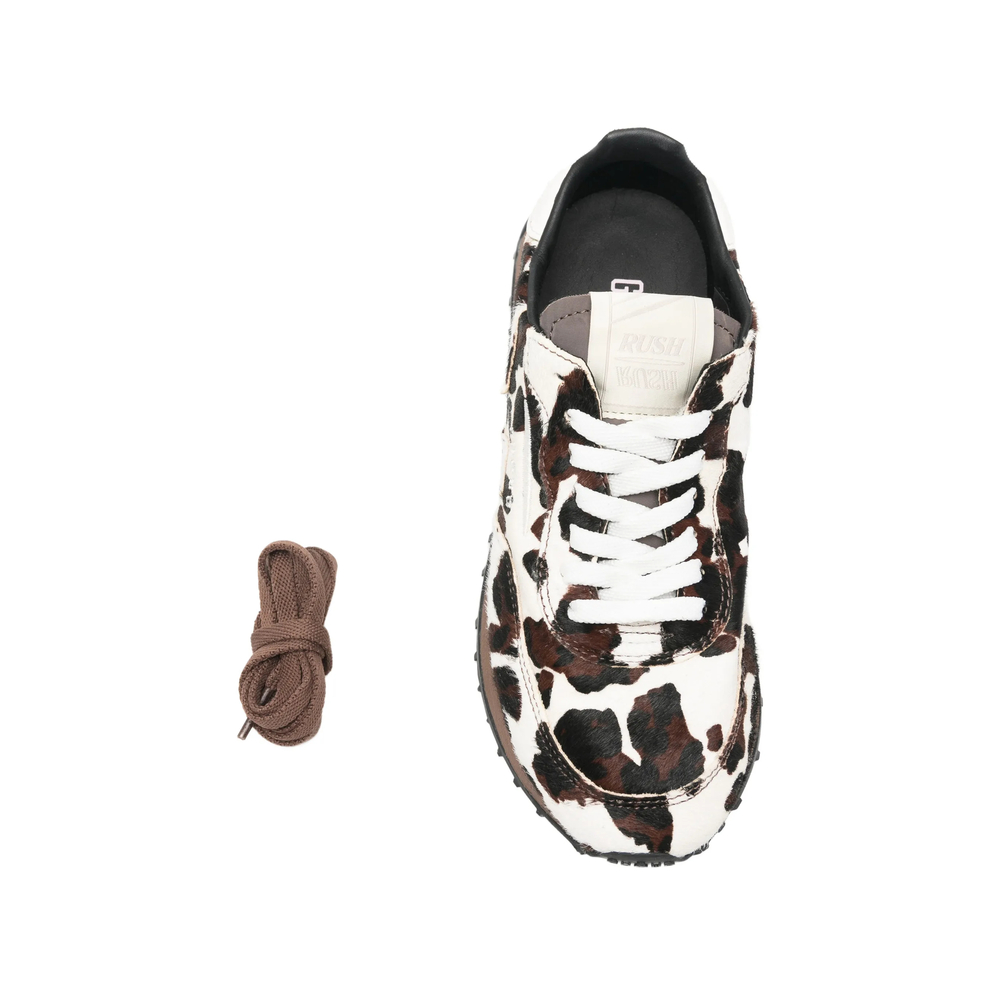 Cow-Print Calf-Hair Sneakers
