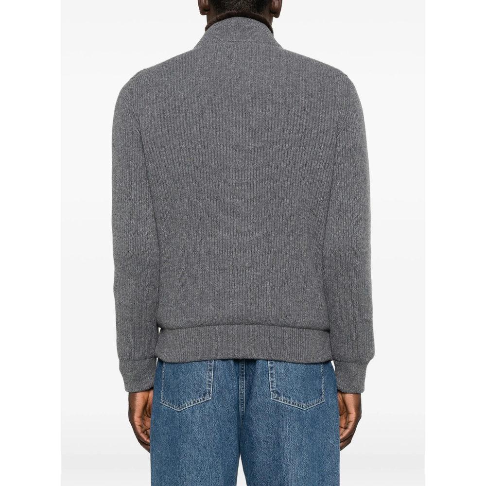 Fur-Trim Ribbed-Knit Jacket