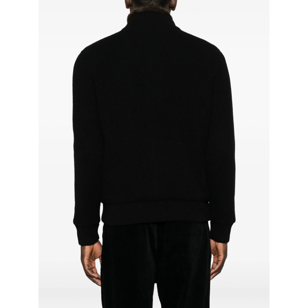Ribbed-Knit Faux-Fur-Trim Jacket