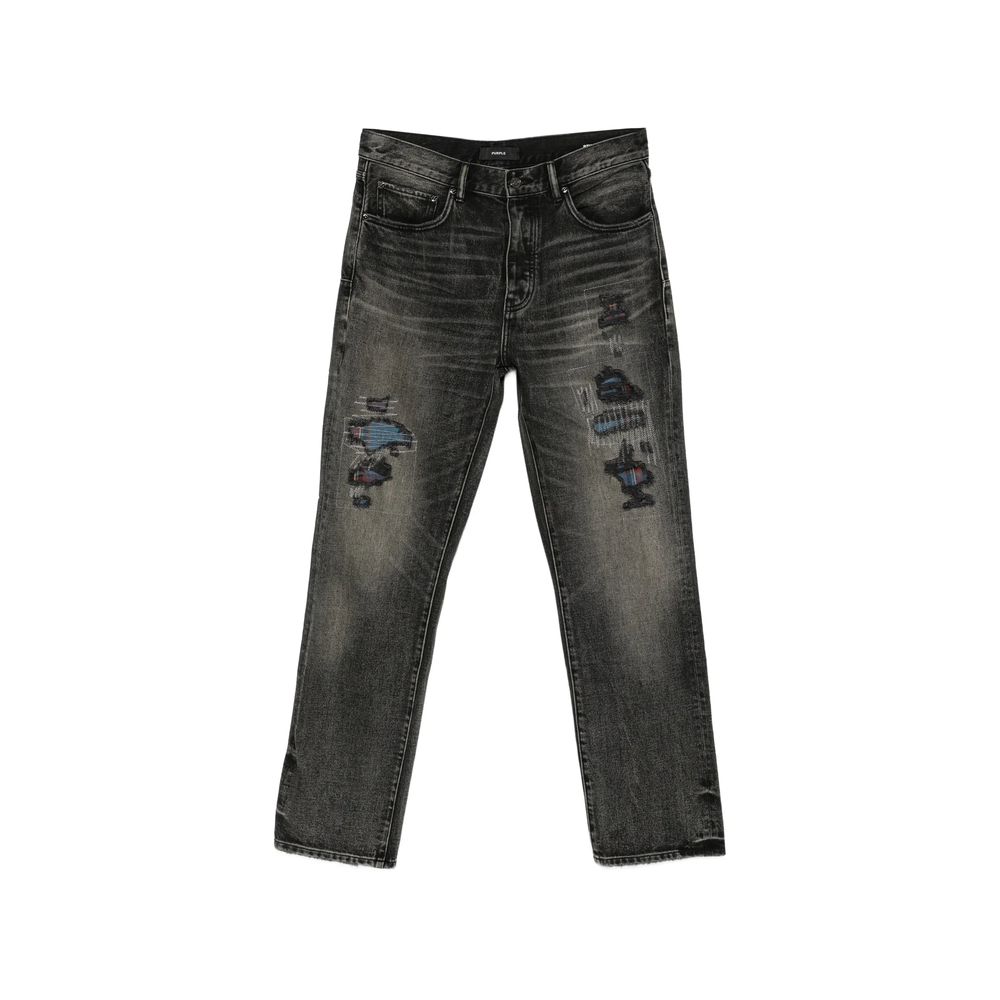 Distressed Patchwork-Detail Jeans