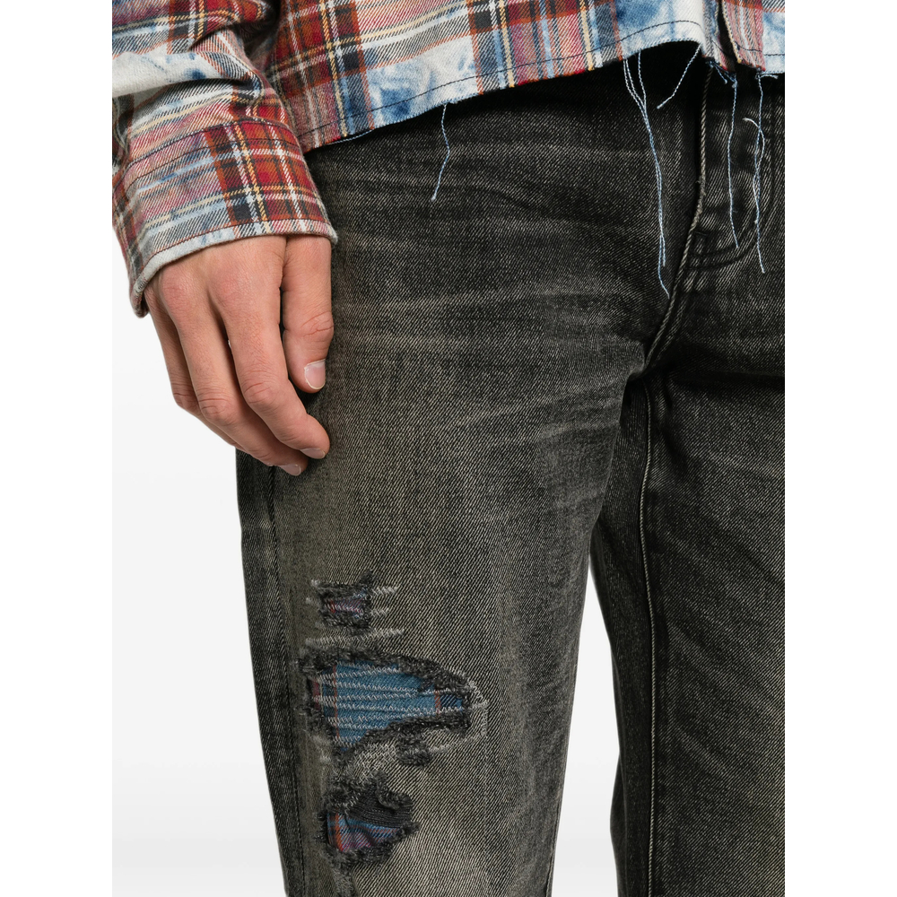 Distressed Patchwork-Detail Jeans