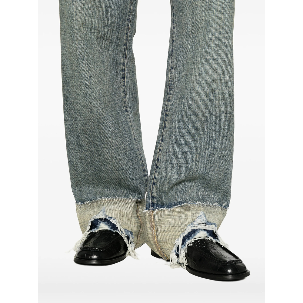 Faded Distressed-Cuff Jeans