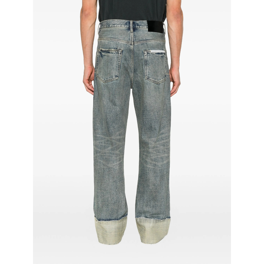 Faded Distressed-Cuff Jeans