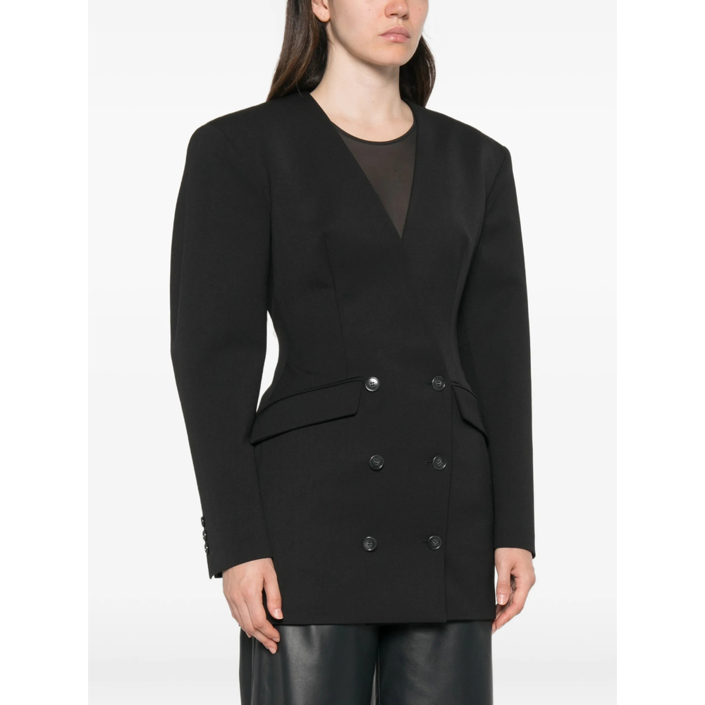Double-Breasted Collarless Jacket