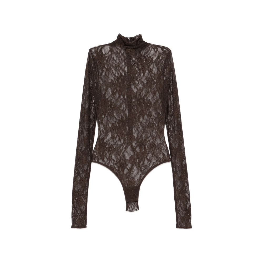 The Andamane Ziggy Lace-pattern High-neck Bodysuit