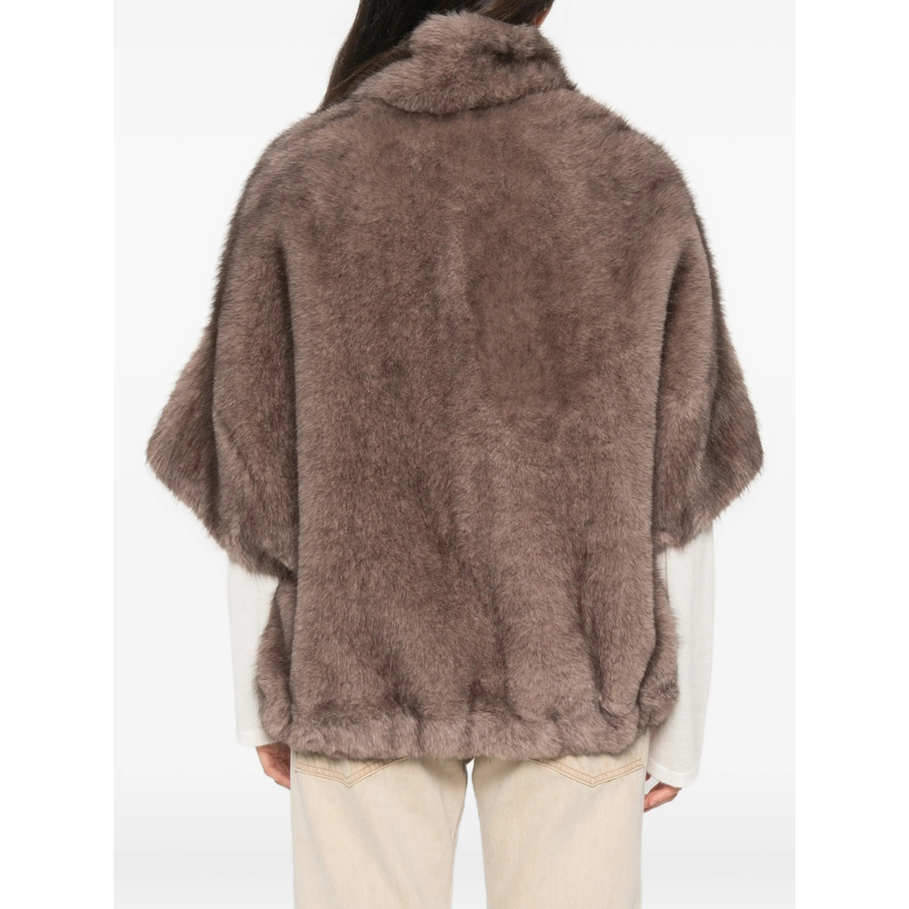 Faux-Fur Funnel-Neck Coat