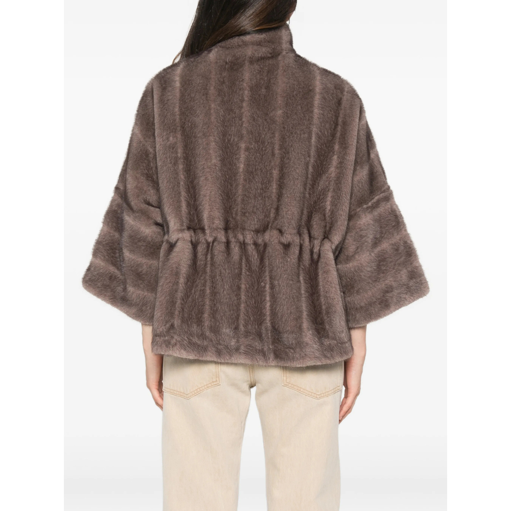 High-Neck Drawstring-Waist Jacket