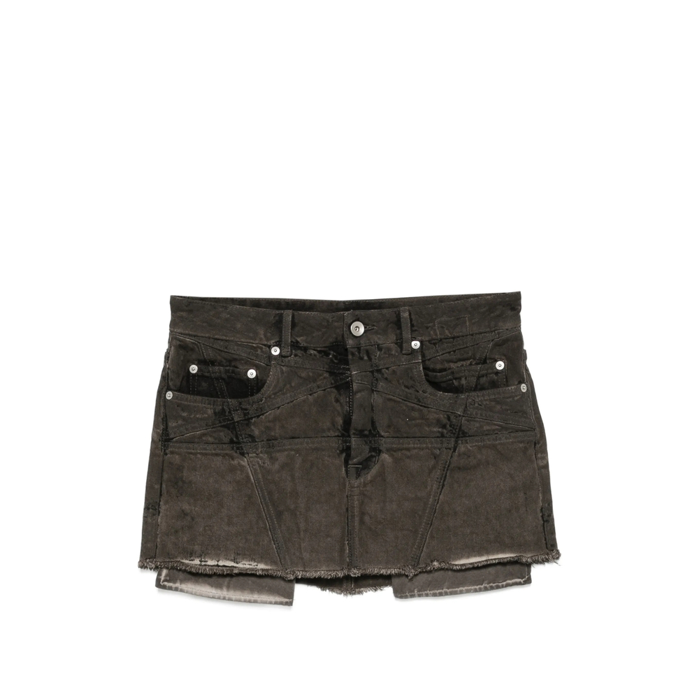 Rick Owens Drkshdw Faded Frayed-hem Mini Skirt