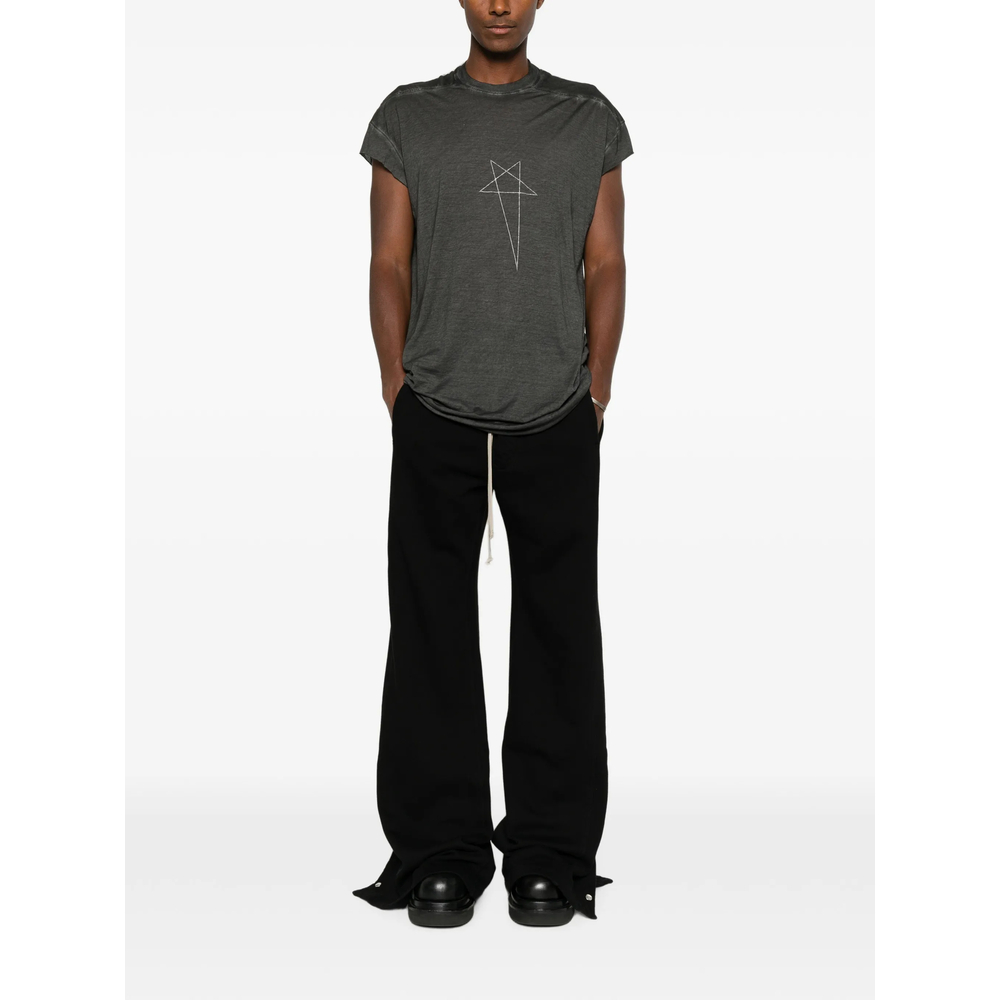 Drkshdw Tower Rick S Jumbo Sl T In Faded Black/Silver Stonewashed Cotton Gauze Jersey