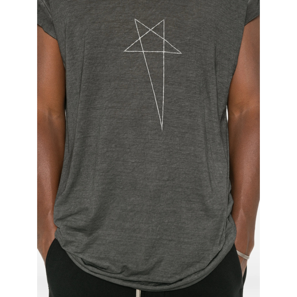 Drkshdw Tower Rick S Jumbo Sl T In Faded Black/Silver Stonewashed Cotton Gauze Jersey