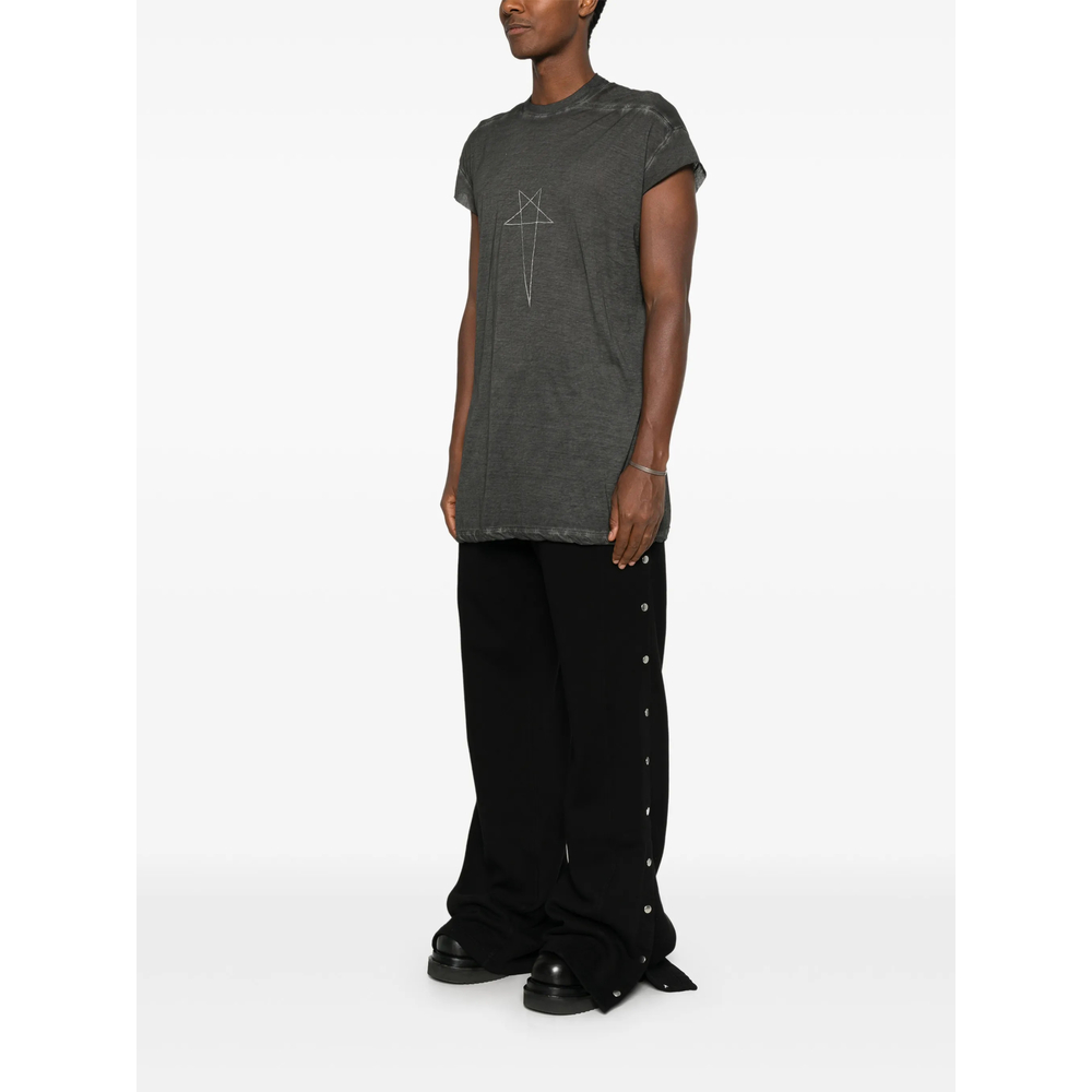 Drkshdw Tower Rick S Jumbo Sl T In Faded Black/Silver Stonewashed Cotton Gauze Jersey