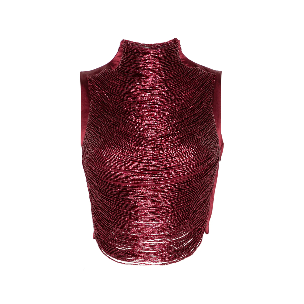 Taraji Beaded High-Neck Top