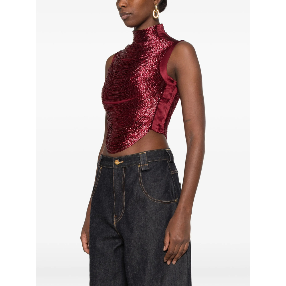 Taraji Beaded High-Neck Top