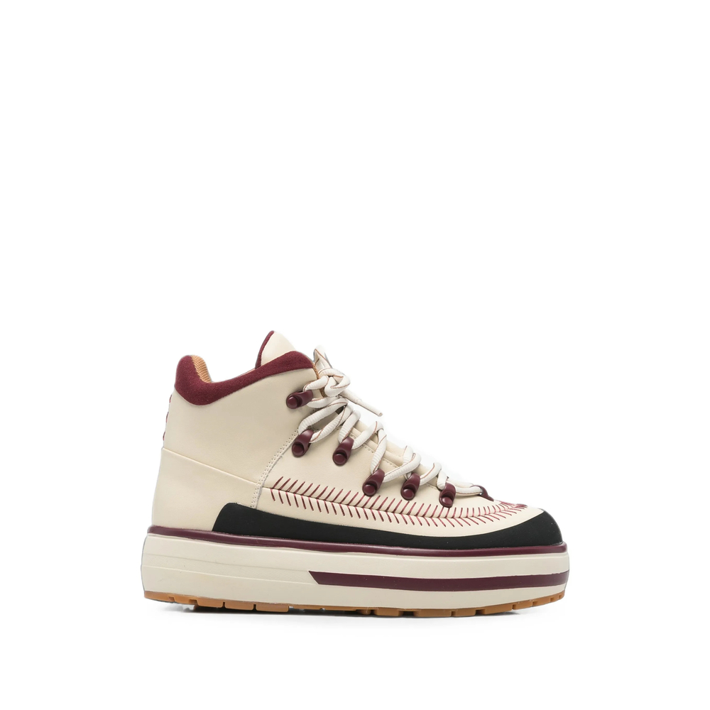 Contrast-Stitch Platform Sneakers