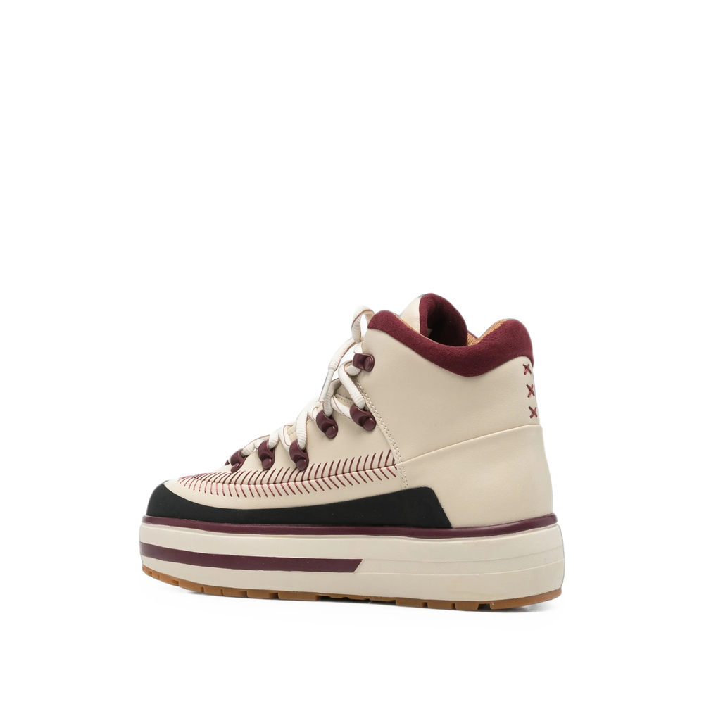 Contrast-Stitch Platform Sneakers