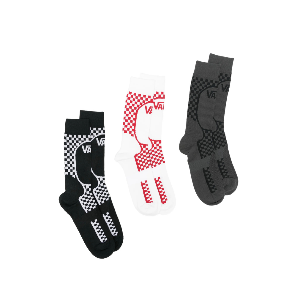 Vans Check-pattern Logo-print Socks (set Of Three)