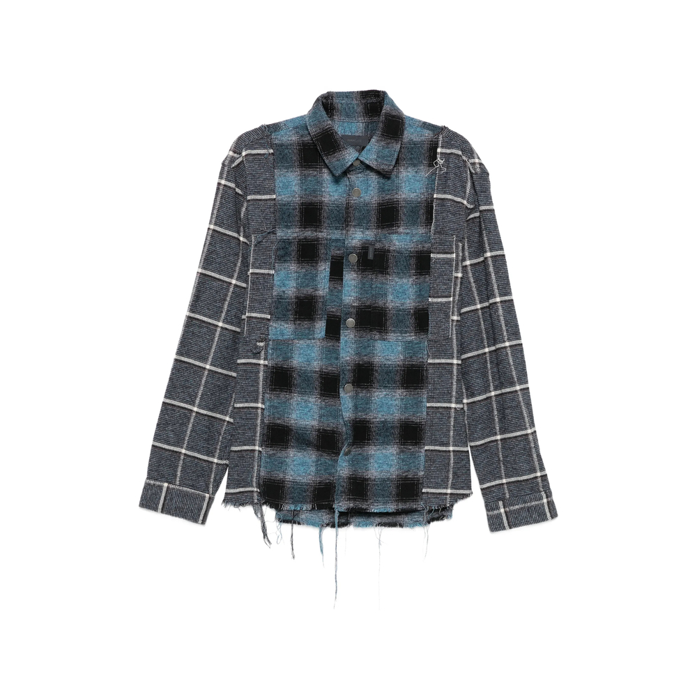 Haikure Check-pattern Frayed Shirt