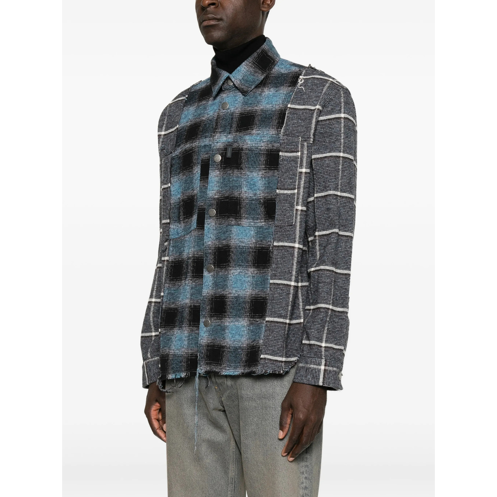 Check-Pattern Frayed Shirt